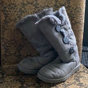 GREY UGG Bailey Suede Button Triplet II Boots